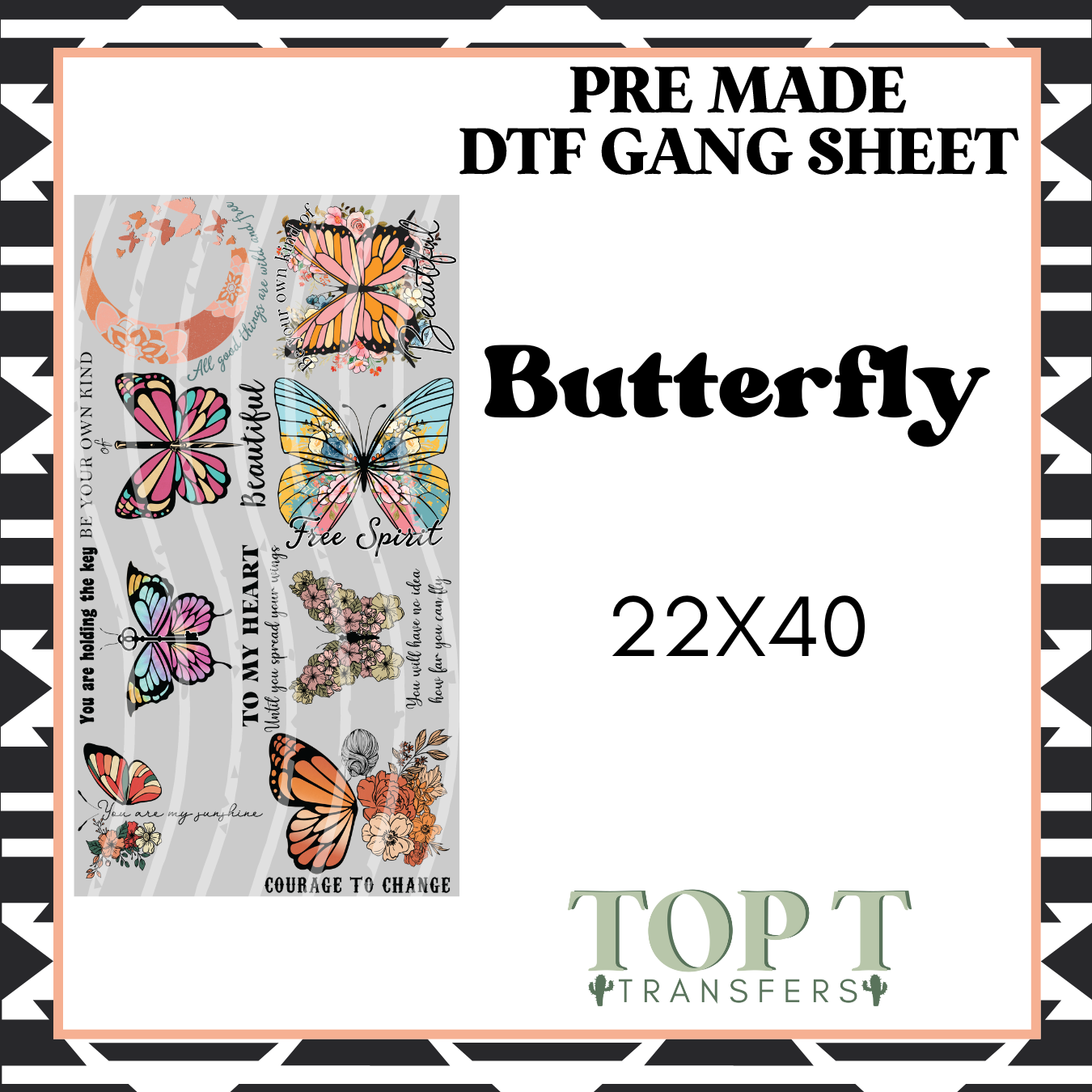 BUTTERFLY (PRE MADE DTF GANG SHEET - 2-5 business day TAT)