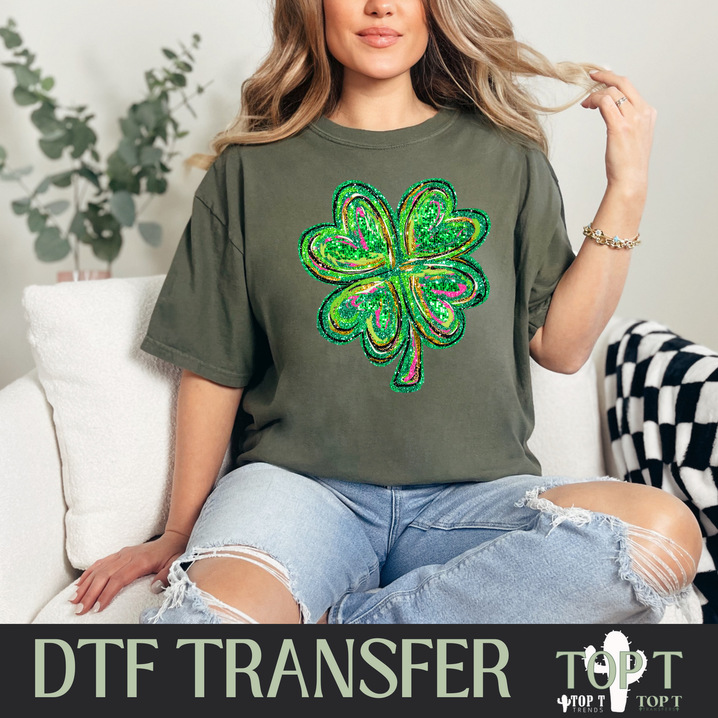 Clover Watercolor I DTF Transfer I 2-5 Business Day TAT