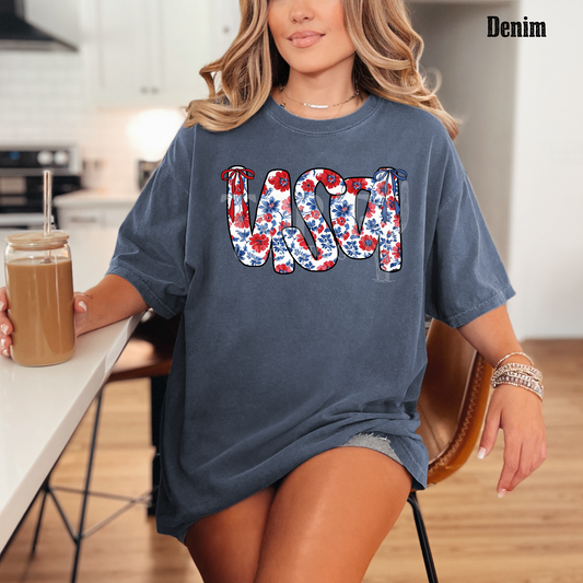 Floral USA - Comfort Color Graphic Tee