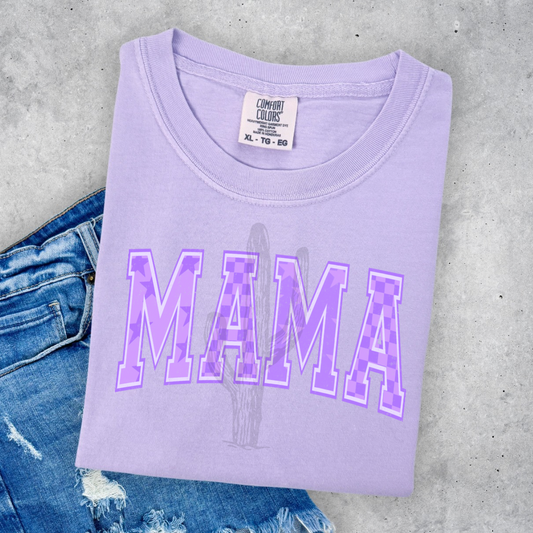 Checker & Stars Purple Mama **DTF Transfer**