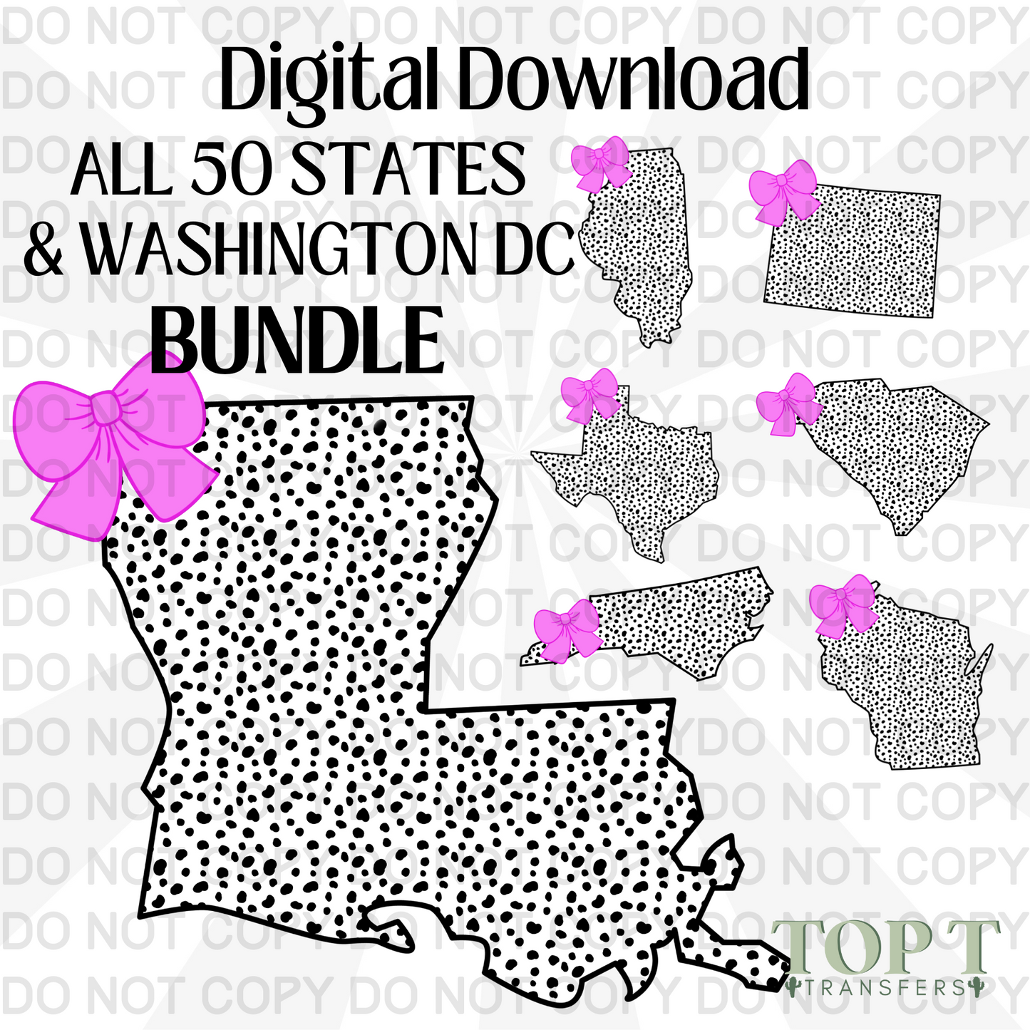 DALMATIAN PRINT & BOW STATES *bundle*  (DIGITAL DOWNLOAD PNG)