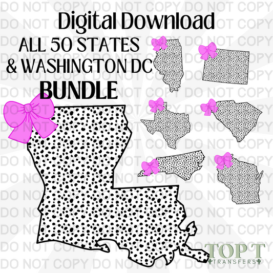 DALMATIAN PRINT & BOW STATES *bundle*  (DIGITAL DOWNLOAD PNG)