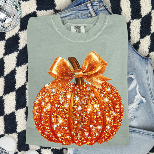 Faux Rhinestone Pumpkin - Comfort Color Graphic Tee
