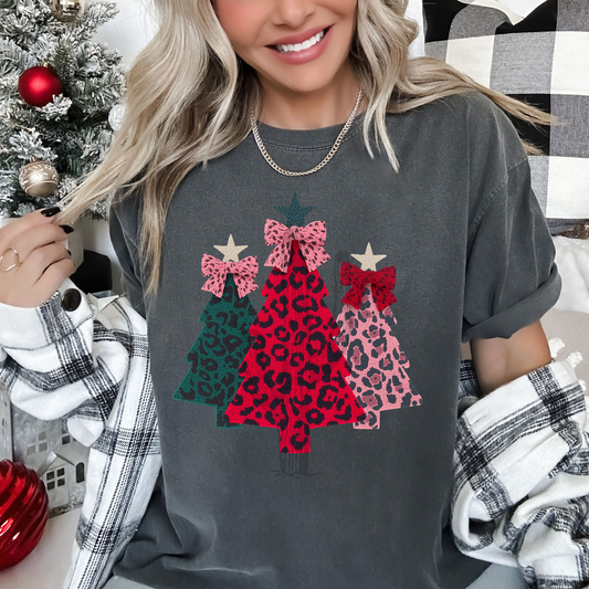Colorful Leopard Christmas Trees **DTF Transfer**