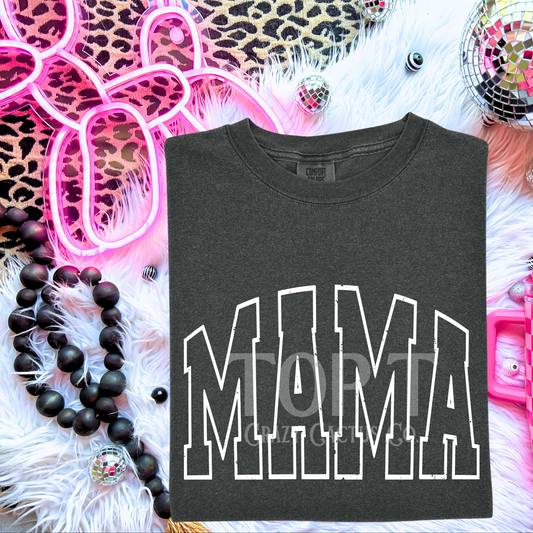 Distressed Outline Mama - Comfort Color Graphic Tee