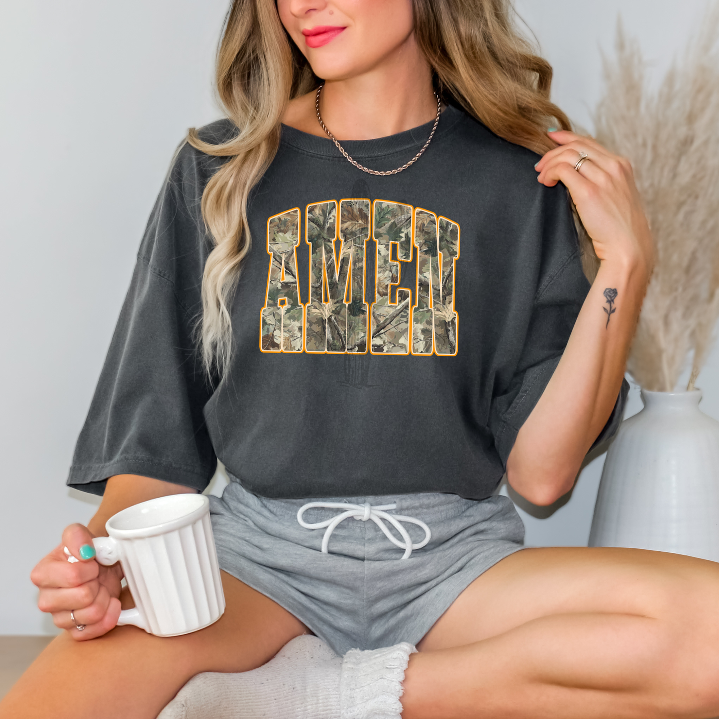Camo Amen Orange **DTF Transfer**