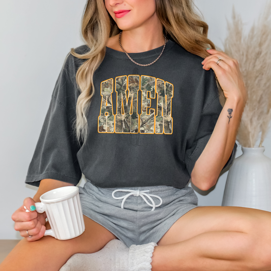 Camo Amen Orange **DTF Transfer**