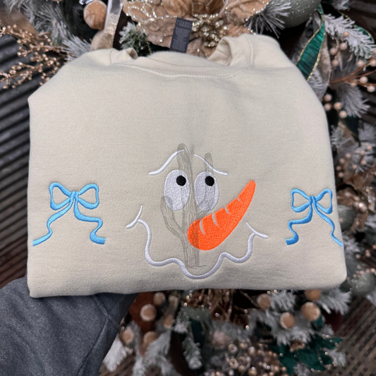 Snowman & Bows  - Embroidered Crewneck