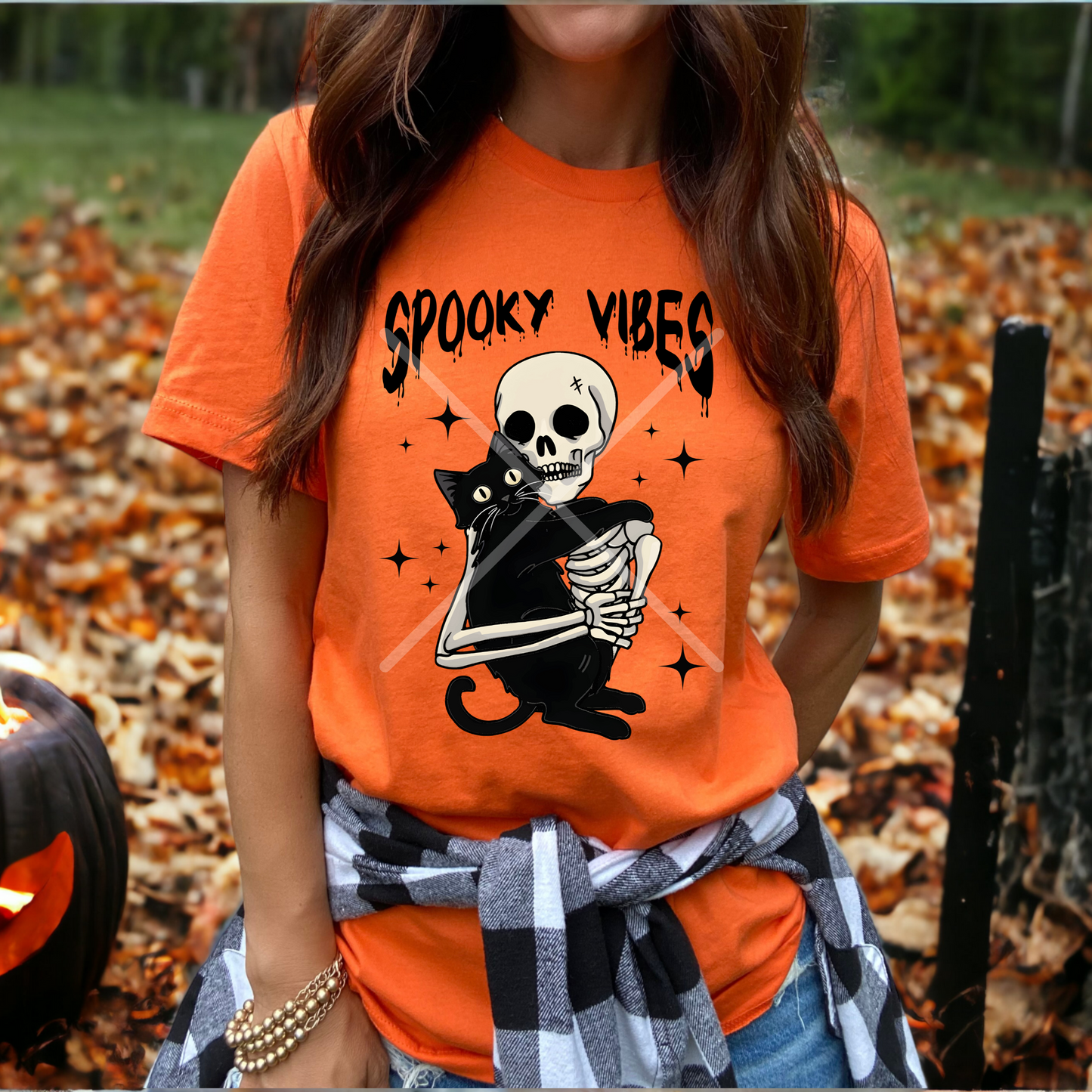 Spooky Vibes Skelly Cat **DTF Transfer**