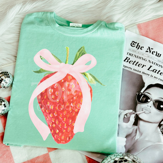 Strawberry Bow - Comfort Color Graphic Tee