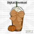 PUMPKIN BOW COFFEE - FAUX SEQUIN BOW (DIGITAL DOWNLOAD PNG)