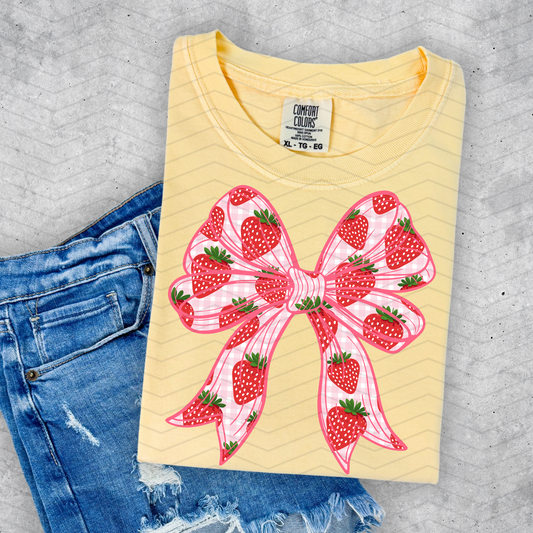 Strawberry Bow **DTF Transfer**