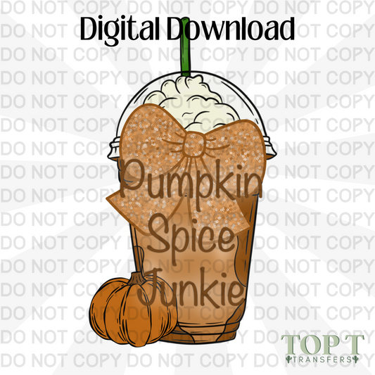 PUMPKIN SPICE BOW COFFEE - FAUX SEQUIN BOW (DIGITAL DOWNLOAD PNG)