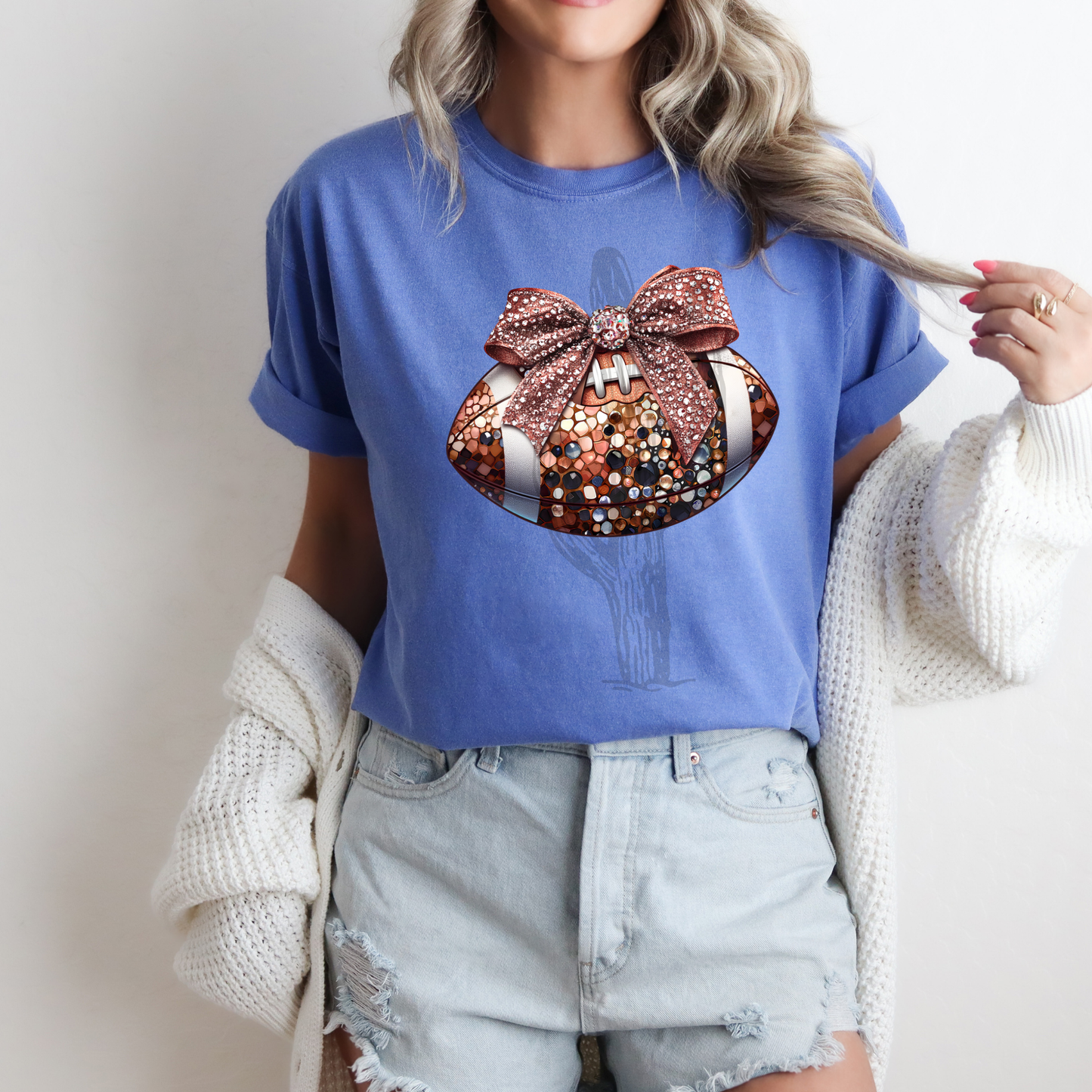 Faux Rhinestone Football **DTF Transfer**