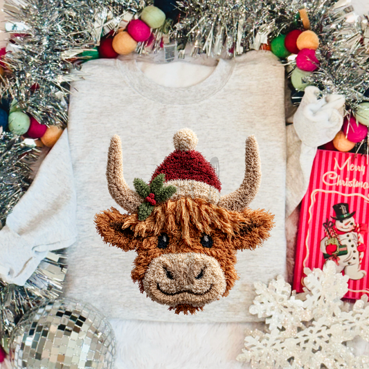 Faux Yarn Highland Cow **DTF Transfer**