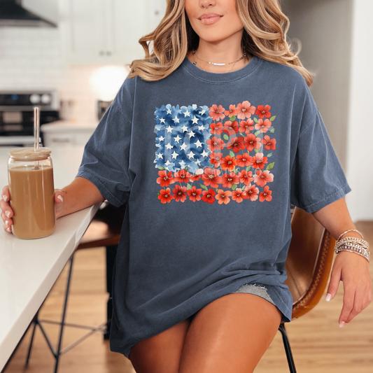 Floral Flag - Comfort Color Graphic Tee