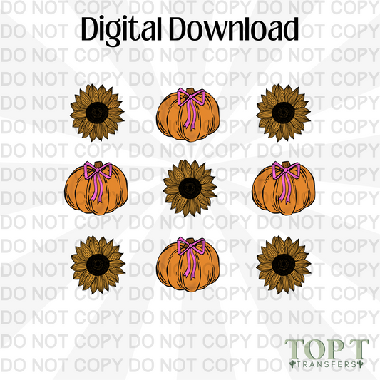 PUMPKINS AND SUNFLOWERS GRID (DIGITAL DOWNLOAD PNG)
