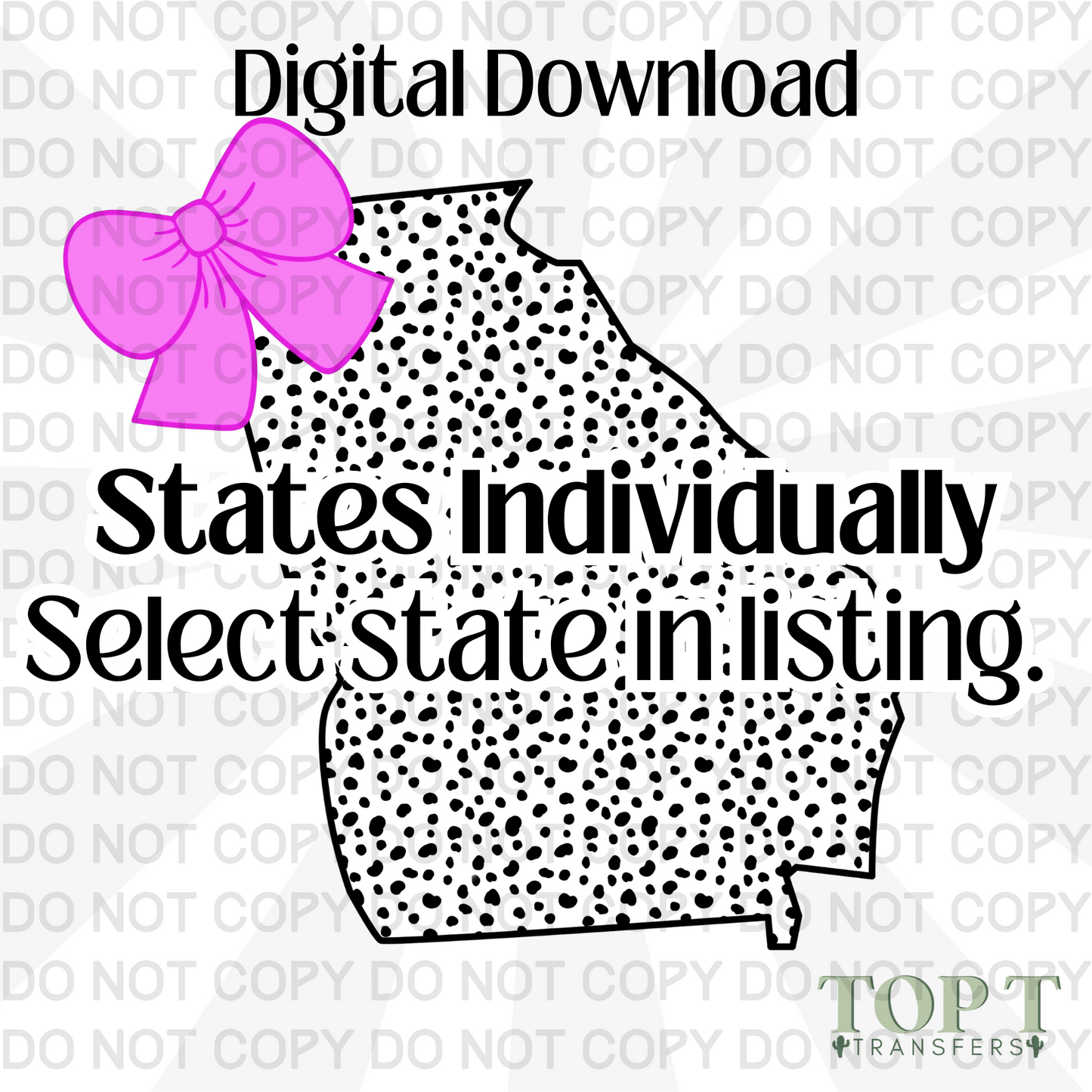 DALMATIAN DOT & BOW - select the state (DIGITAL DOWNLOAD PNG)