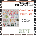 CHRISTMAS TEA TOWEL **Pre Made DTF Gang Sheet**