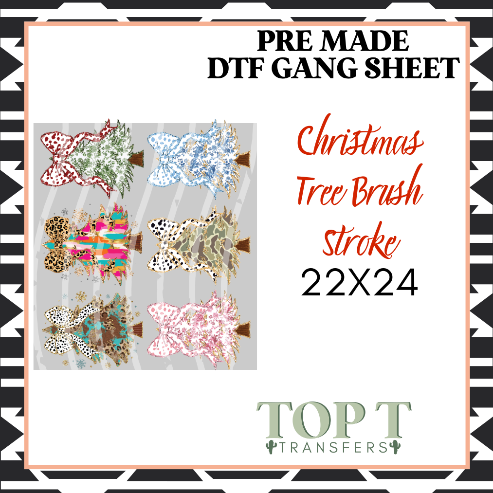 CHRISTMAS TREE BRUSH STROKE **Pre Made DTF Gang Sheet**