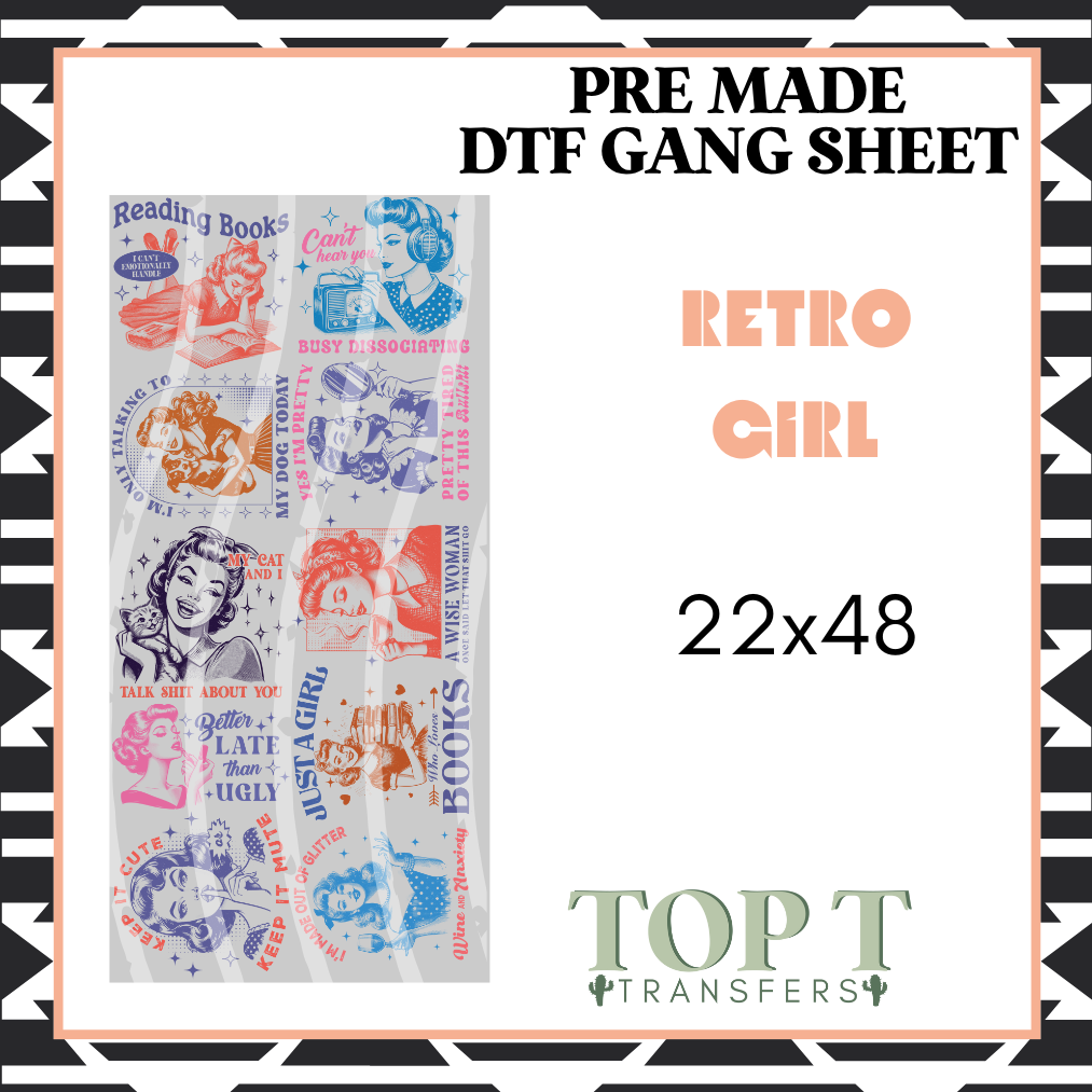 RETRO GIRL (PRE MADE DTF GANG SHEET - 2-5 business day TAT)