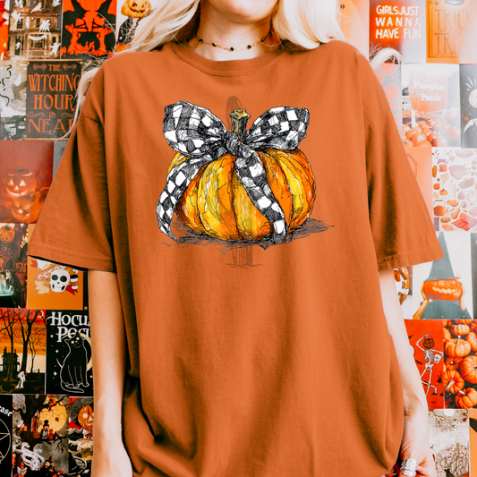 Checker Coquette Pumpkin **DTF Transfer**