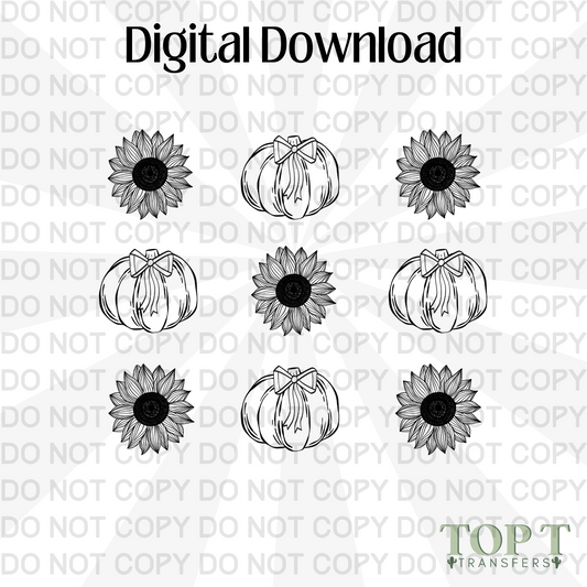 PUMPKINS AND SUNFLOWERS GRID (DIGITAL DOWNLOAD PNG)