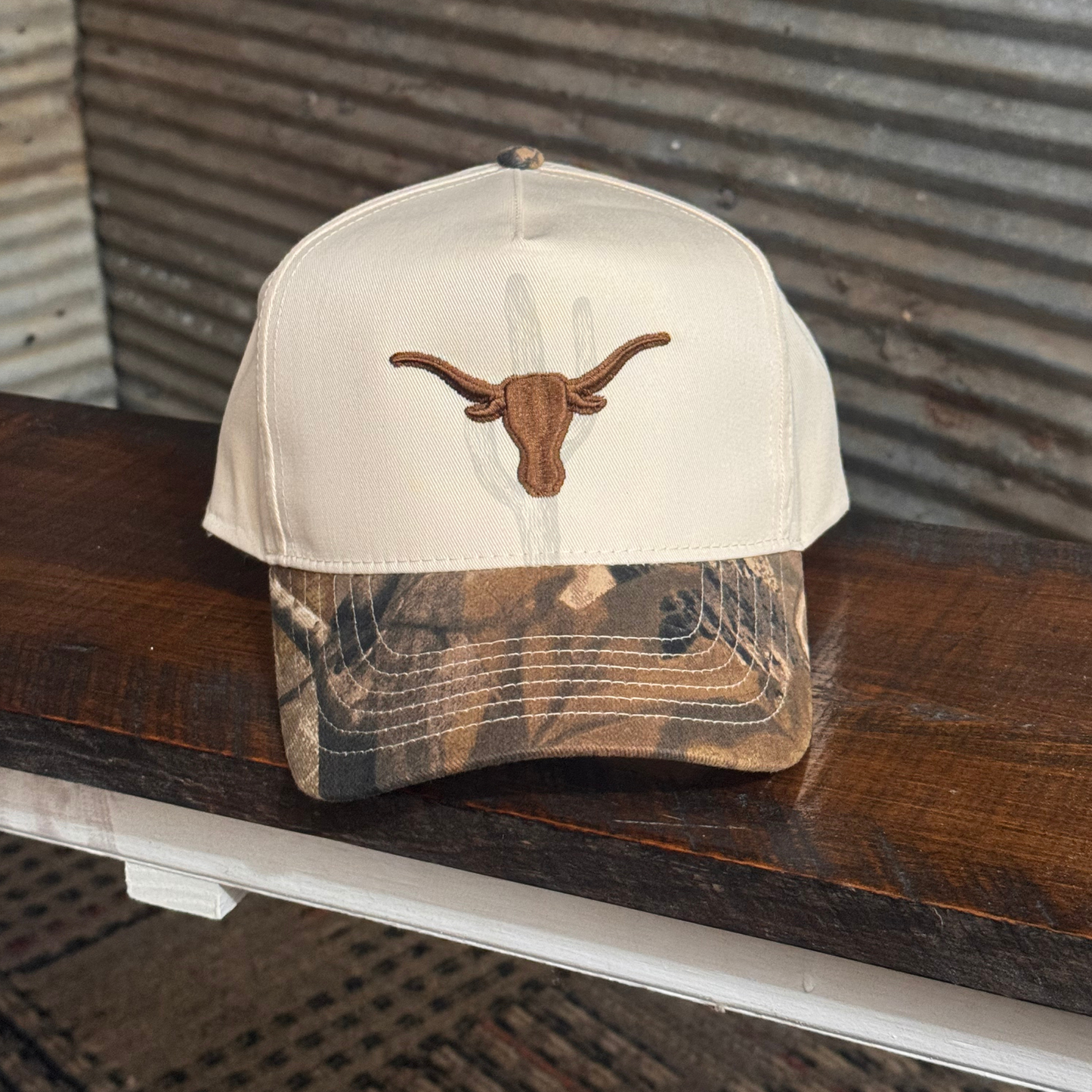 Longhorn Camo Otto Hat Wholesale  - Embroidered Hat