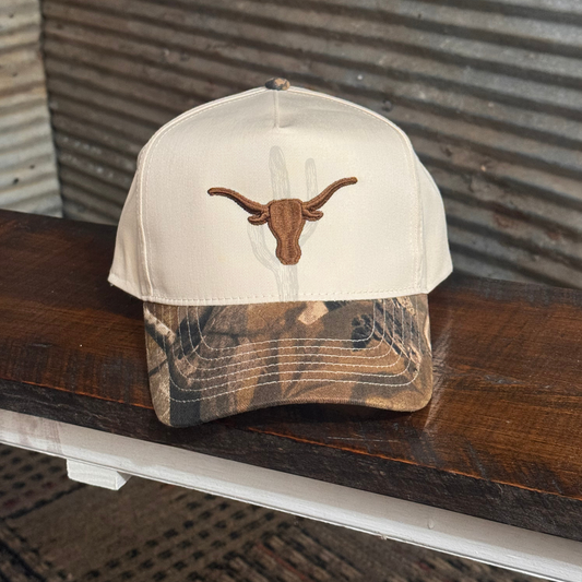 Longhorn Camo Otto Hat Wholesale  - Embroidered Hat