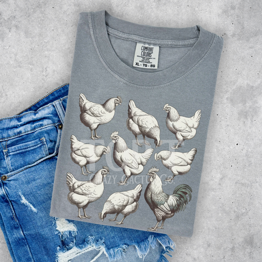 Vintage Chickens - Comfort Color Graphic Tee