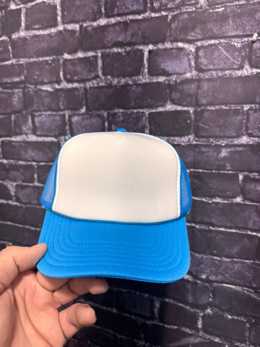 NEON BLUE/WHITE  **Blank Foam Trucker Hat** 1023
