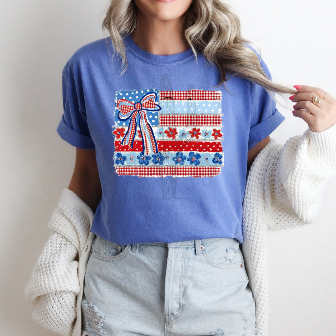 Polka Dot Floral Flag **DTF Transfer**