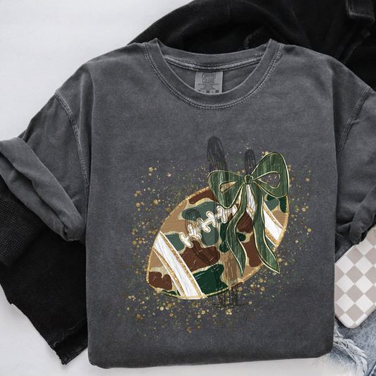 Faux Painted Camo Football  **DTF Transfer**