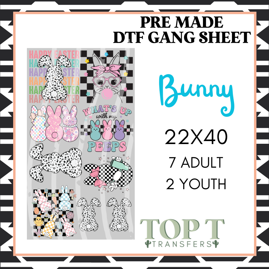 BUNNY **Pre Made DTF Gang Sheet**