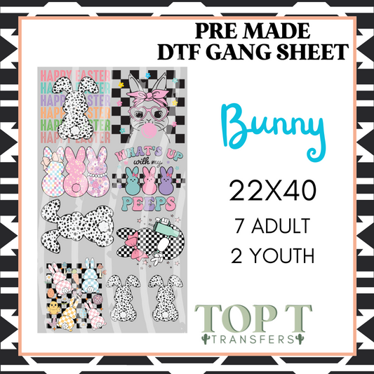 BUNNY (PRE MADE DTF GANG SHEET - 2-5 business day TAT)