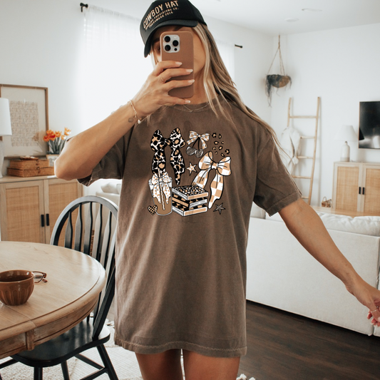 Coffee, Books, & Bows Collage **DTF Transfer**