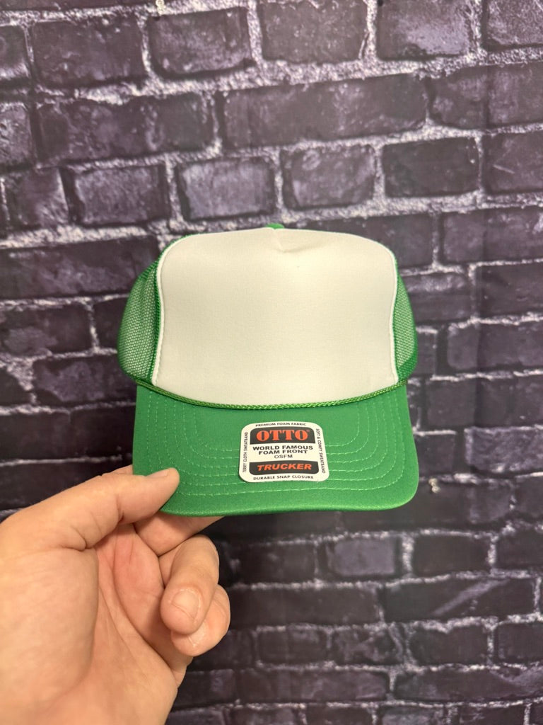 KELLY GREEN/WHITE **Blank Foam Trucker Hat** 1008