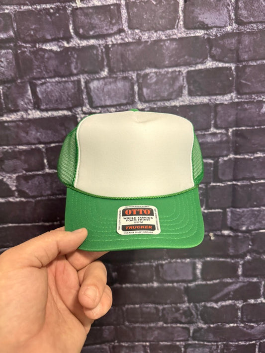 KELLY GREEN/WHITE **Blank Foam Trucker Hat** 1008
