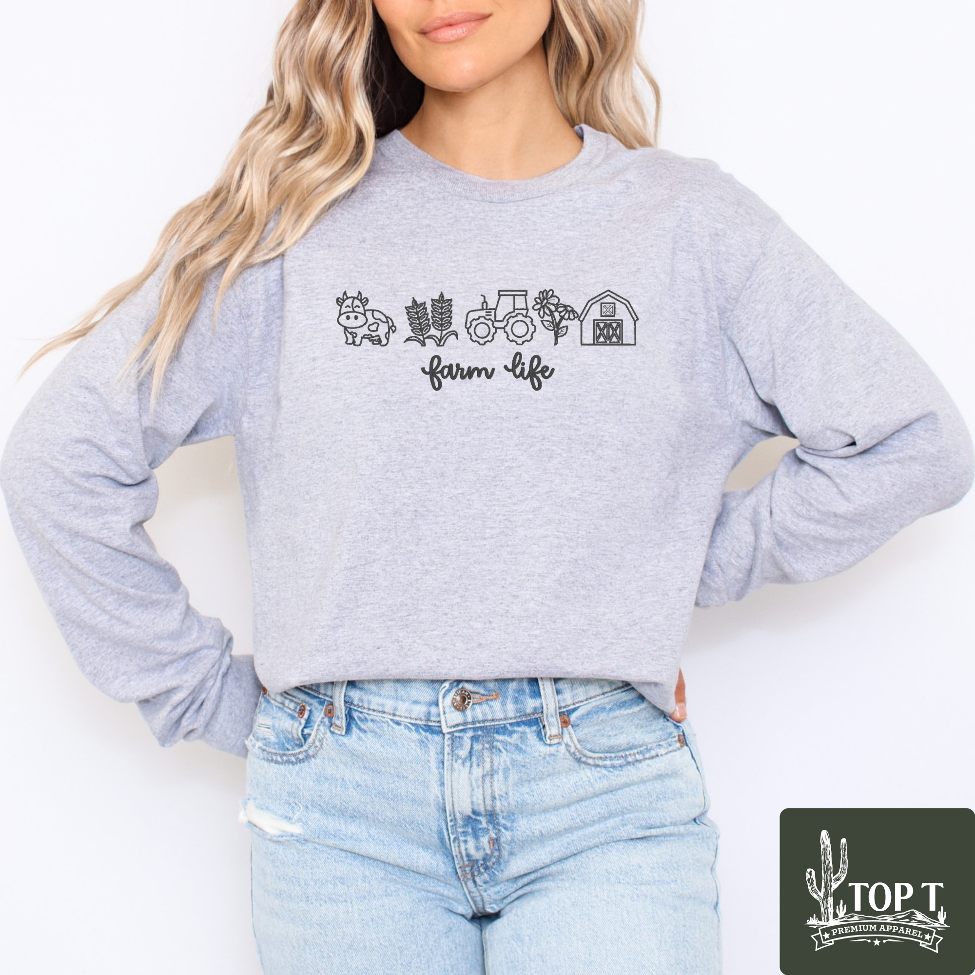 Farm Life **Embroidered Crewneck**
