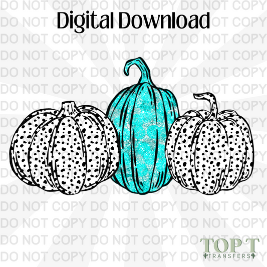 TEAL DALMATIAN DOT PUMPKINS (DIGITAL DOWNLOAD PNG)