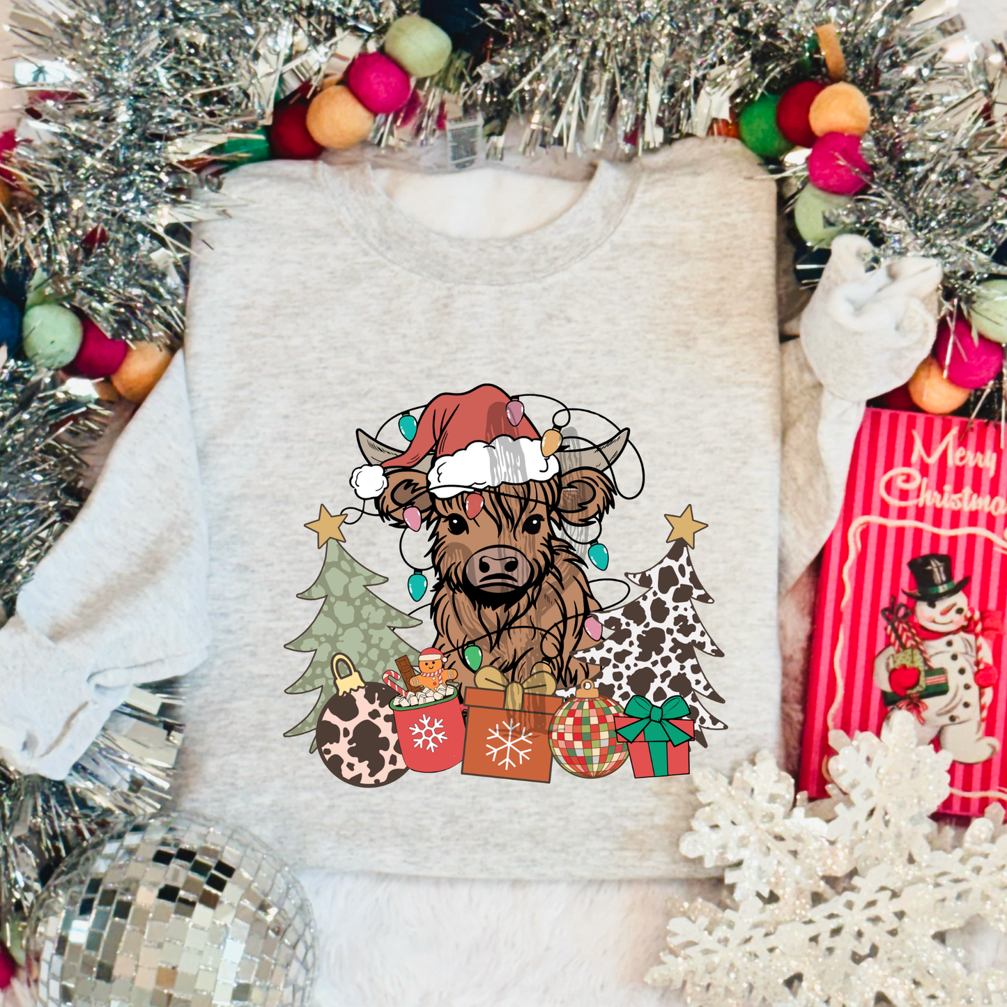 Christmas Highland Cow **DTF Transfer**