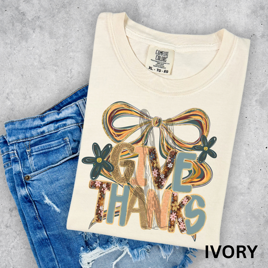 Coquette Give Thanks - Comfort Color Graphic Tee