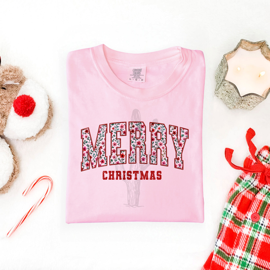 Floral Merry Christmas **DTF Transfer**