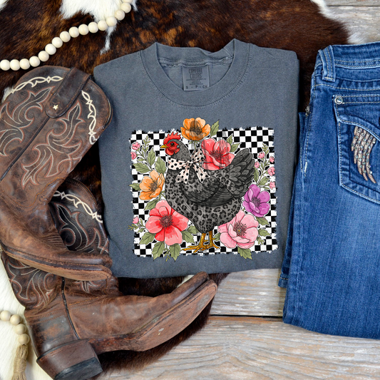 Floral Chicken **DTF Transfer**