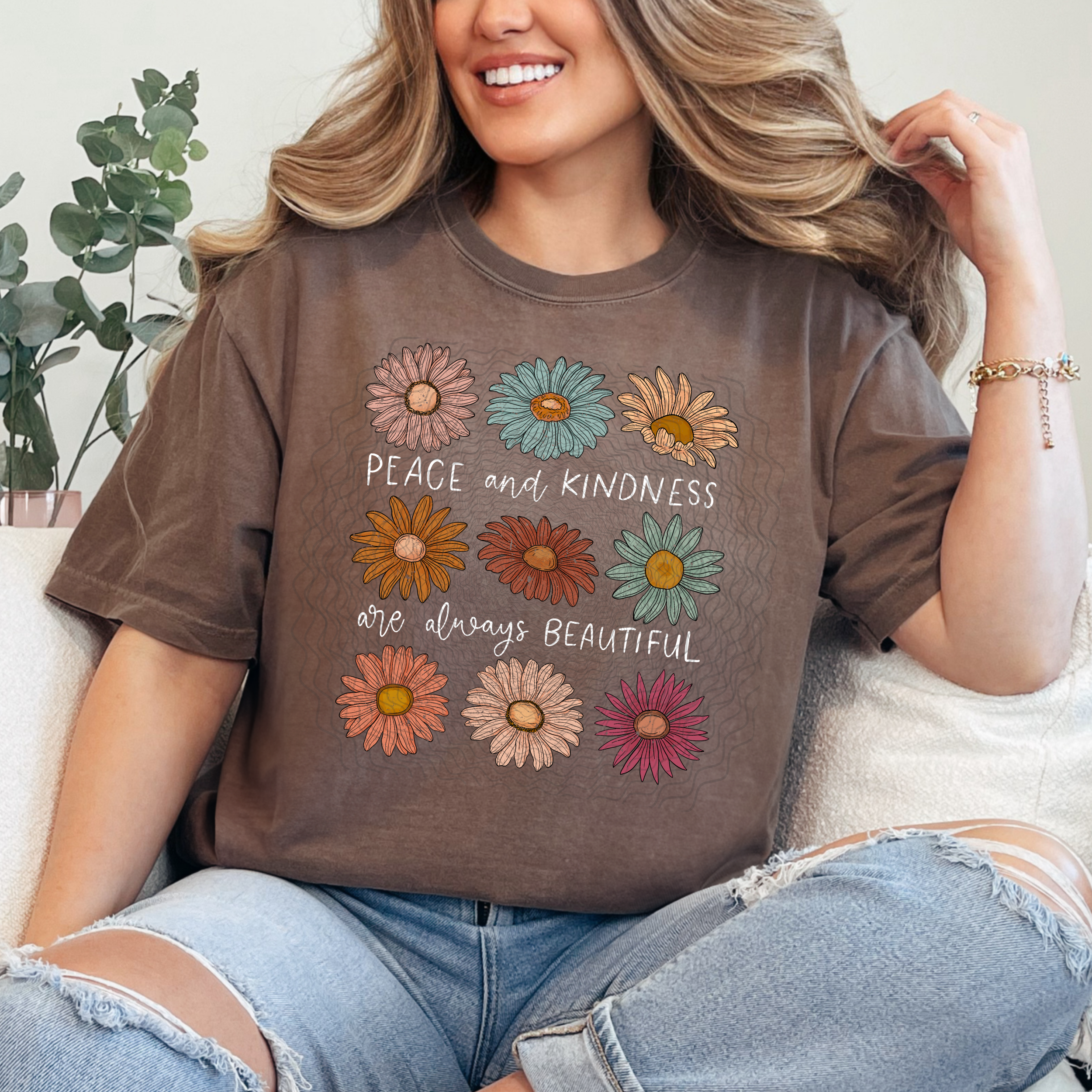 Floral Peace and Kindness **DTF Transfer**
