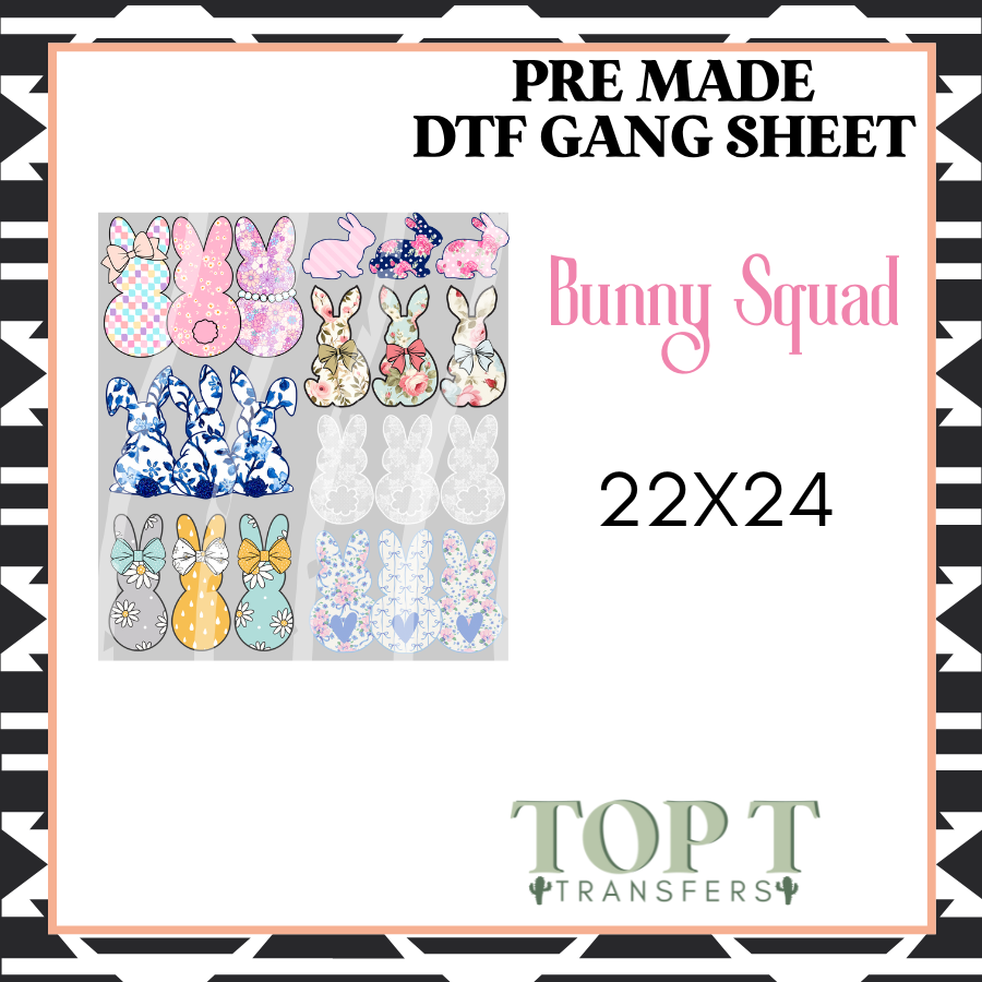 Bunny Squad **Pre Made DTF Gang Sheet**