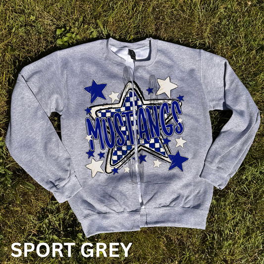Checker Mustangs - Gildan Split Crew