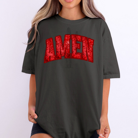 Faux Sequin Amen **DTF Transfer**
