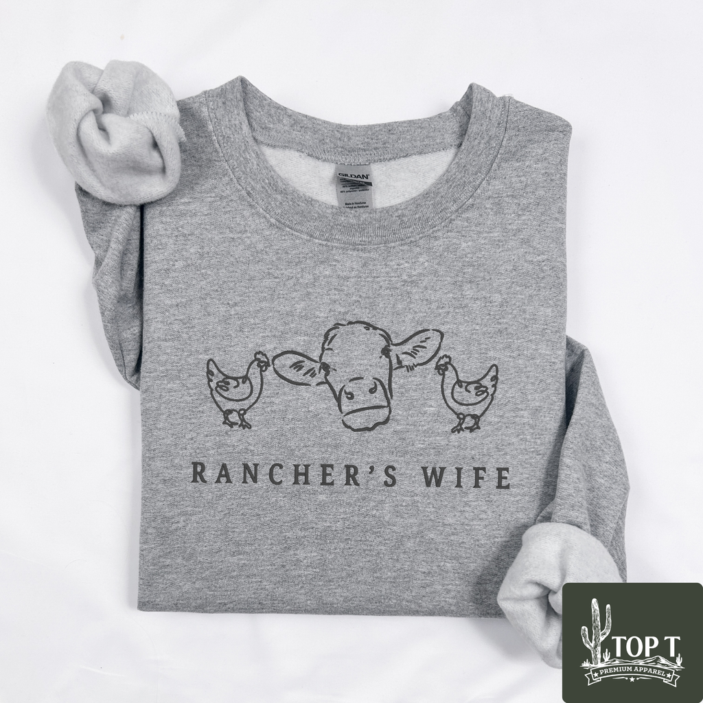 Rancher's Wife **Embroidered Crewneck**