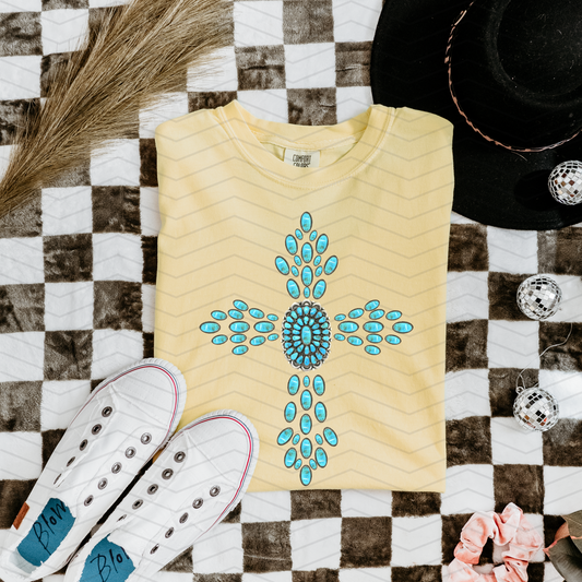 Turquoise Cross **DTF Transfer**